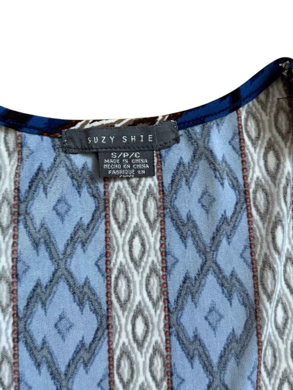 Suzy Shier Blue Patterned Scoop Neck Tunic - Picture 2 of 2